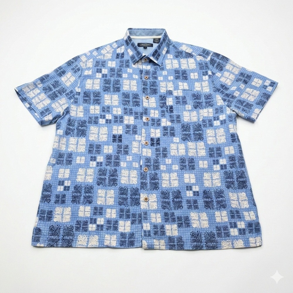 Nat Nast Luxury Originals Silk Blend Shirt Mens Large Blue Geometric L June 2018